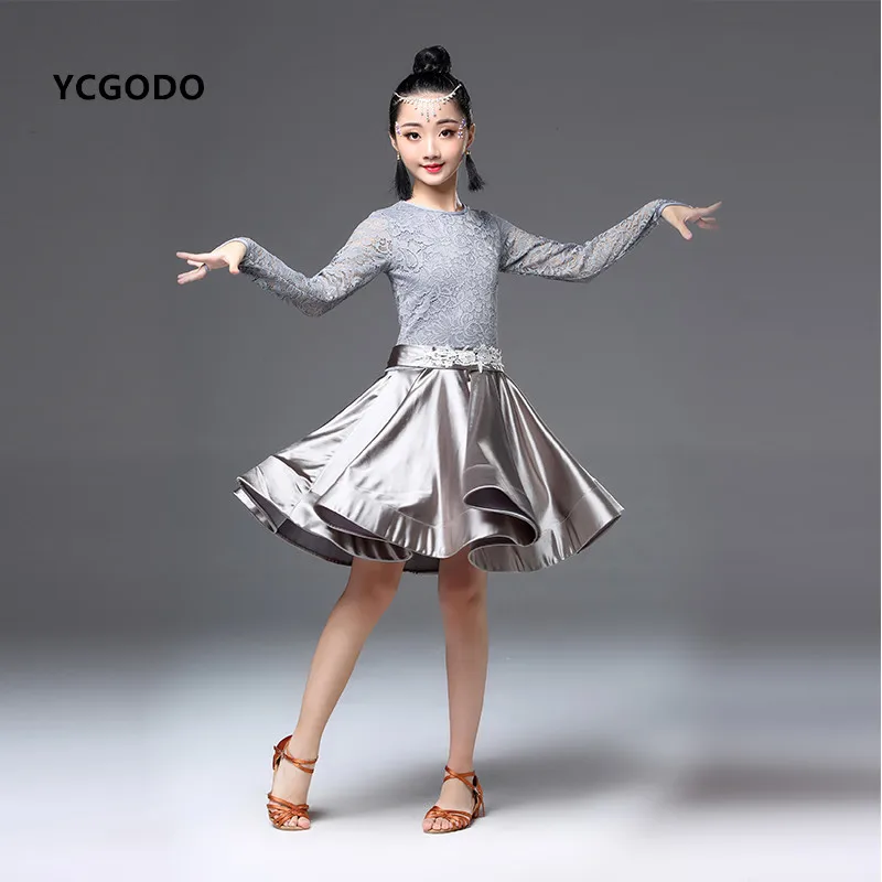 Кружевное бальное платье для девочек, платья для латинских танцев, ча ...