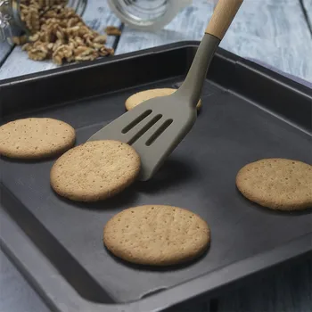 

Set Mini Turner Cooking Utensil Silicone Wood Heat Resistant Food Picks Baking Tools Fork Gadgets Kitchen Accessories Cuchara