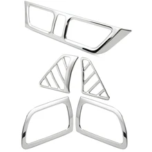 Tampa de saída de ar condicionado, 5 peças para kia rio k2 2011-2016 aço inoxidável decoração anel adesivo