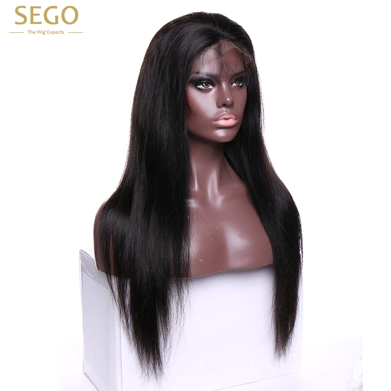 SEGO 360 Lace Frontal Wig Human Hair Straight Peruvian Remy Hair 130% Density Glueless Lace Wigs Pre Plucked with Baby Hair