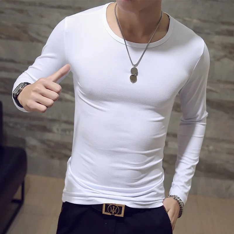 

2019 Spring Autumn Long Sleeve Fashion Solid color Tshirts O-neck Men's T Shirt Men Fitness Casual For Male clothes 2019