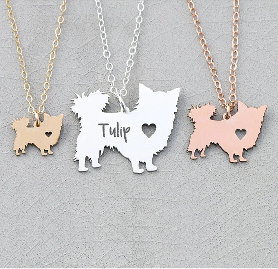 

Chihuahua Dog Charm Longhair Dog Necklace Any Words Can Be Customed Accept Drop Shipping YP6366