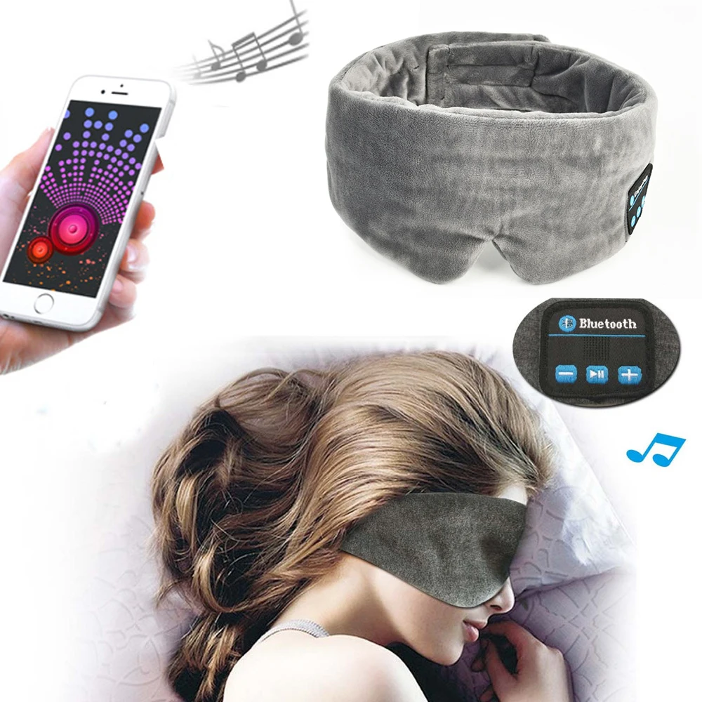 Wireless Stereo Bluetooth Earphone Sleep Mask 5 0 Bluetooth Sleep Soft Earphones Support Handsfree Sleeping Eye Mask for Iphone