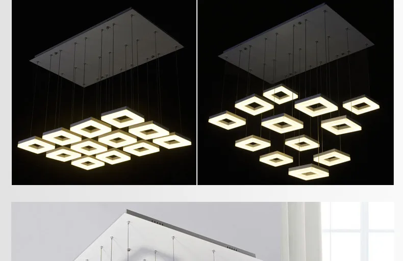 Pingente de Luz Sala de Jantar Moda Anel Retângulo Lâmpada Led Suspendu Restaurante Longo Cordão Pendurado Iluminação 21 ring pendant light