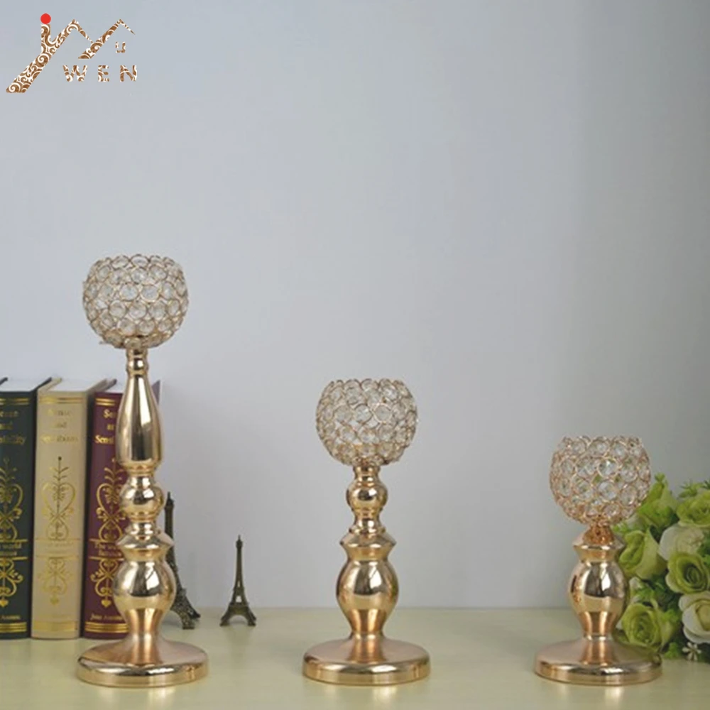 Crystals Candle Holders Exquisite Metal Candlestick For Wedding