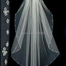 Однослойная белого цвета или цвета слоновой кости свадебная фата с бисером вуаль из тюля для невесты с расческой