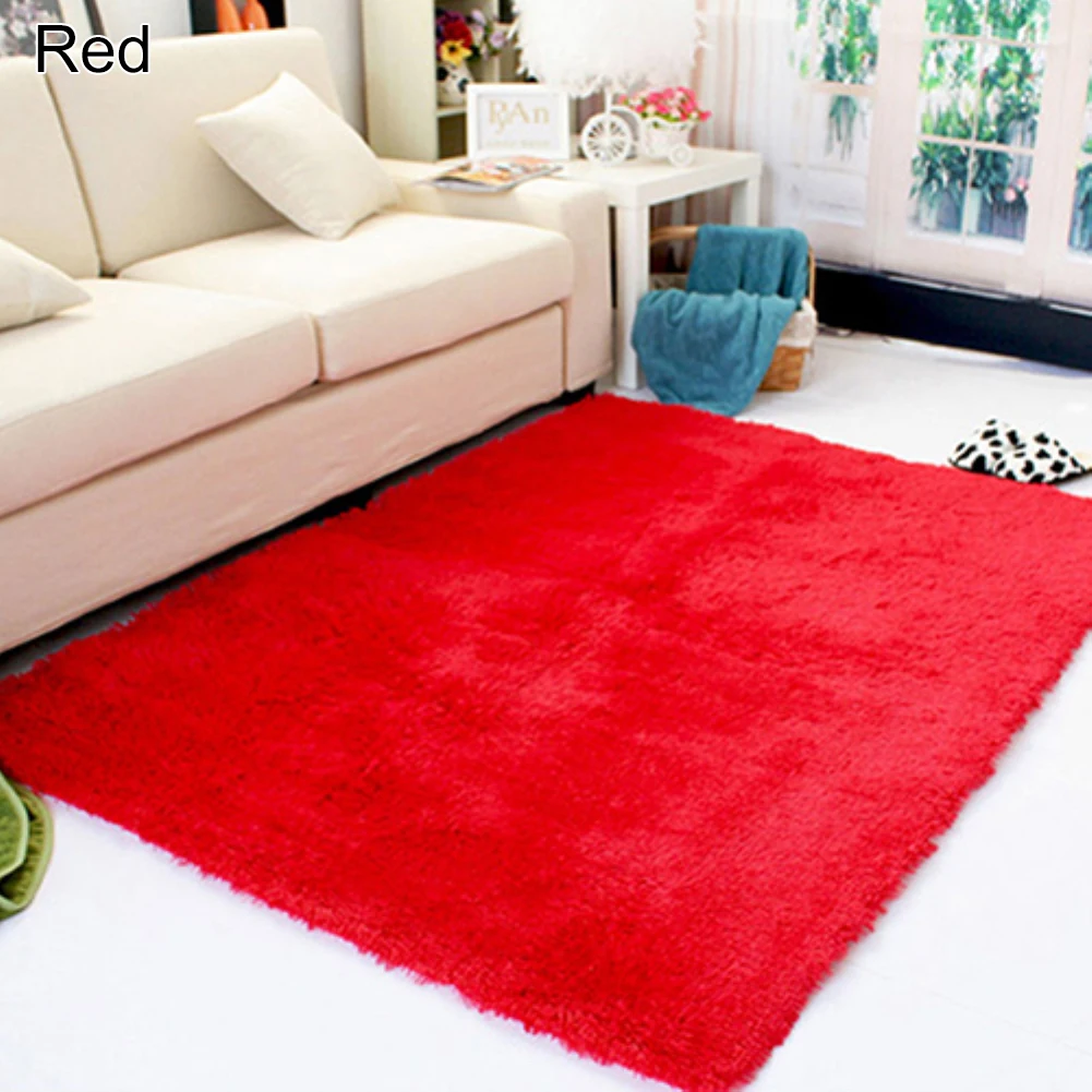 1pc Floor Carpet Mat Soft Anti-Skid Rug Rectangle Area Rug For Home Living Room Bedroom Home Garden - Цвет: Красный
