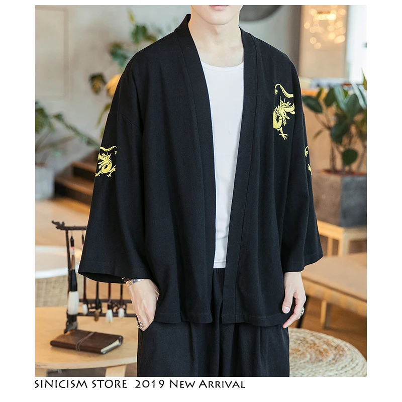 Sinicism مخزن القطن الكتان الصينية نمط جاكيتات الرجال 2019 الصيف عارضة المفتوحة غرزة سترة الرجال التطريز الأزياء الذكور الملابس