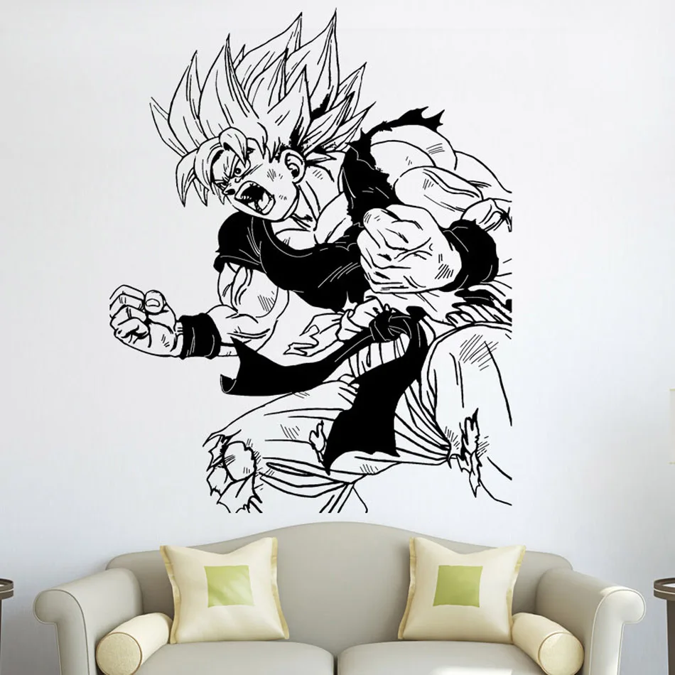 

Dragon Ball Z Kids Cute Wall Stickers Mural Bedroom DBZ Goku Anime Poster Vinyl Wall Decal Kids Room Goku Wall Art Decor N203