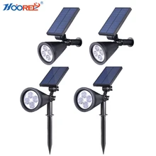 HOOREE 4 Светодиодный сад Солнечный свет Прожектор Водонепроницаемый IP65 открытый светодиодный солнечной лампы освещения Зеленый пейзаж настенная живопись пейзажа леса лужайки свет