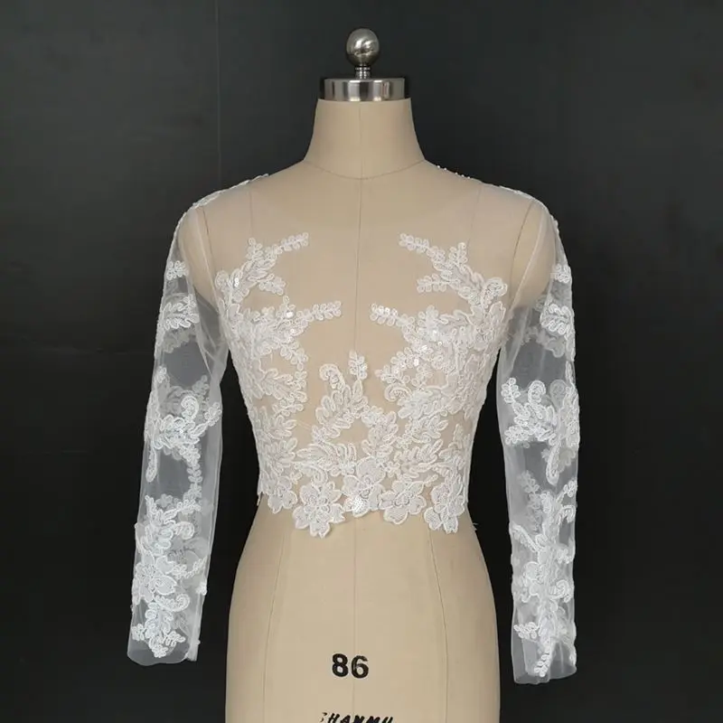 Свадебное платье для невесты белая свадебная куртка свадебная накидка кружевное болеро de mariage dentelle - Цвет: Белый