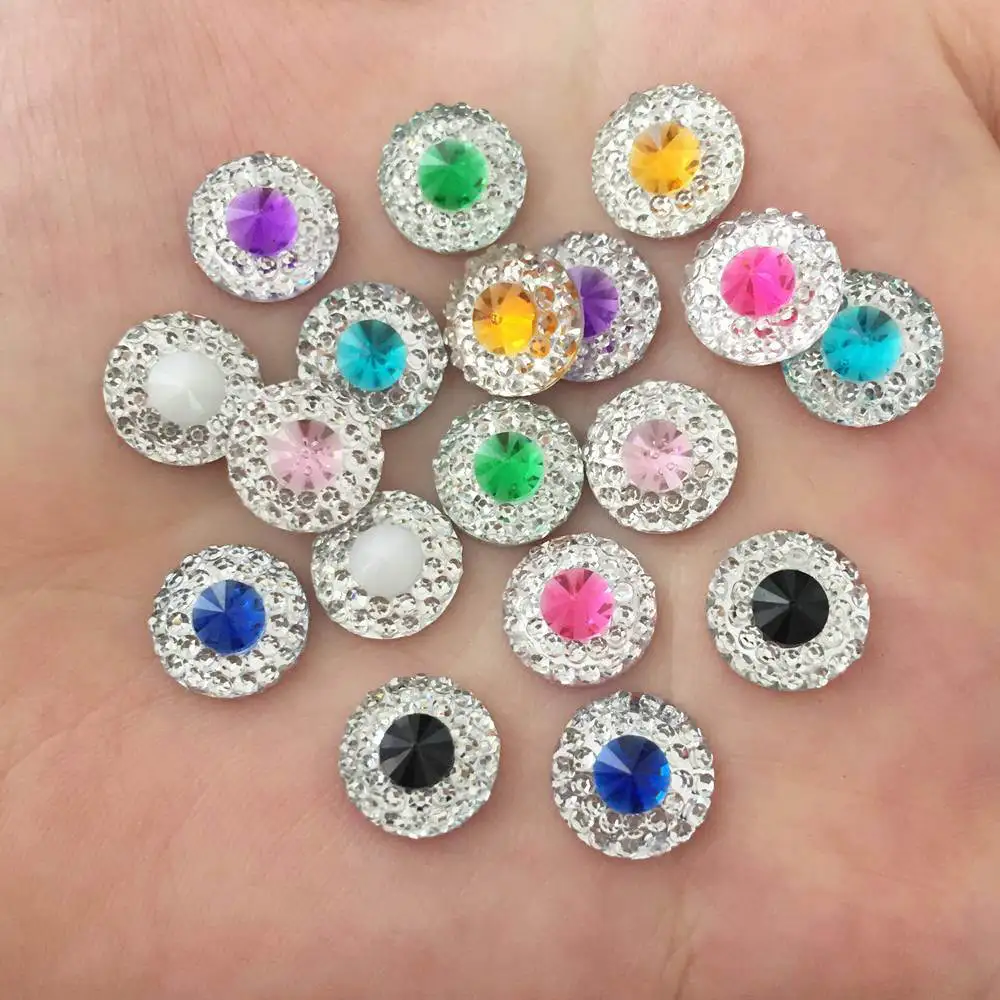 

100PCS Resin 10mm Double color Convex round Flat back rhinestone scrapbook Wedding Embellishment diy applique craft SK68*2
