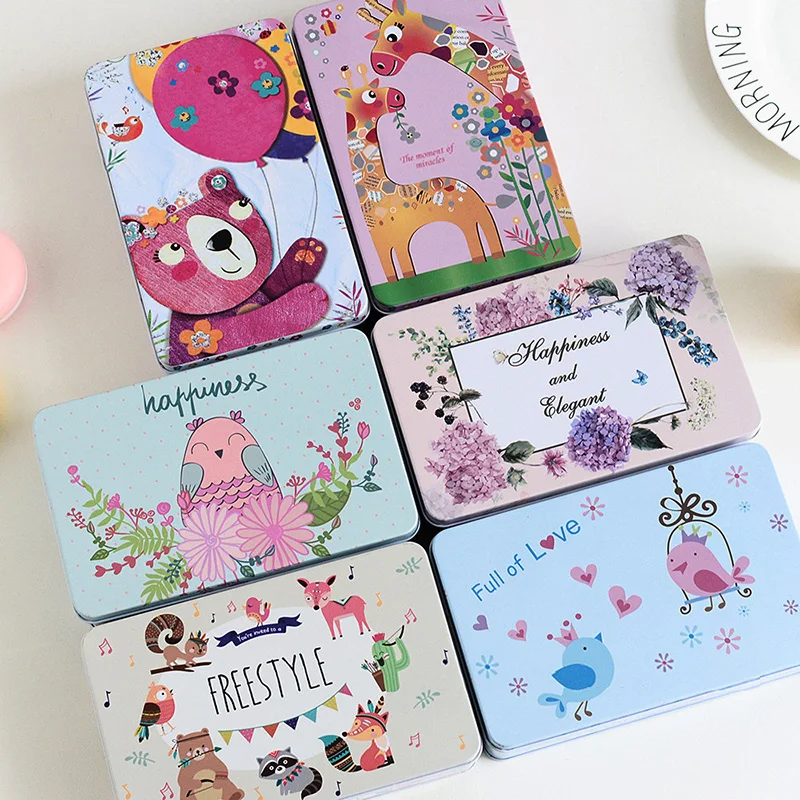 

Sweet and Cute Tin Box Storage Box with Lid Biscuit Candy Iron Boxes Mac Cosmetics Sundries Storage Case 1pcs/lot