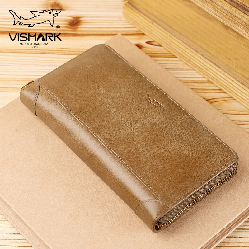 

VISHARK Man Clutch Bag Wallet Card & IDs Holder with Genuine Cow Leather Luxury Gift for Business Male 2019