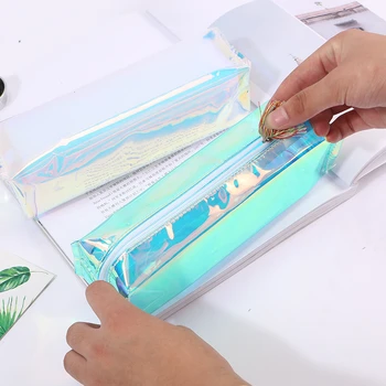 

DL Creative laser transparent pencil pencil bag simple small fresh and large capacity of junior high school students in South
