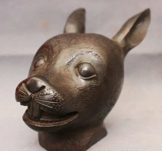 

bi002474 Famous Chinese Bronze Copper Animals Folk Year Zodiac Rabbit Head Statue