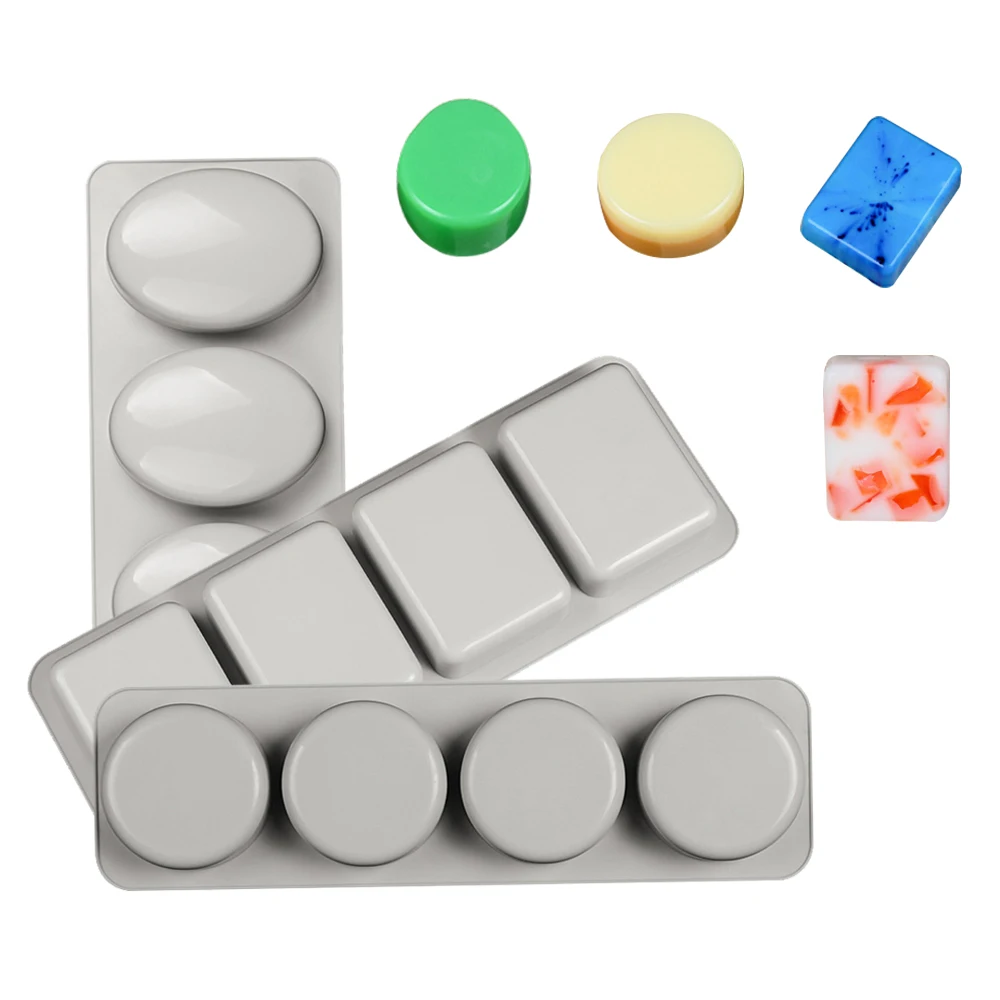

3PCS Silicone Soap Mold for Handmade Soap Making Forms Oval Round Square Soaps Mould