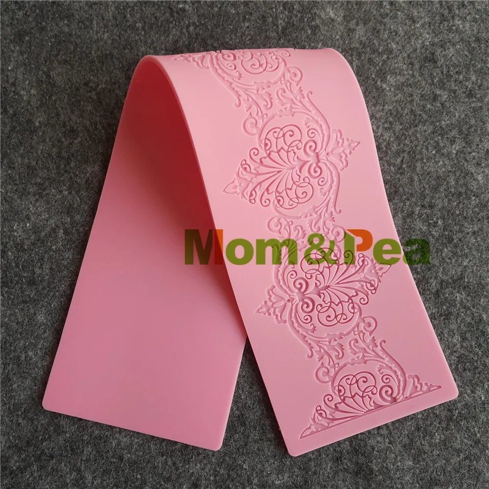 

Mom&Pea GX192 Free Shipping Lace Mold Cake Decoration Fondant Cake 3D Mold Food Grade Silicone Mould