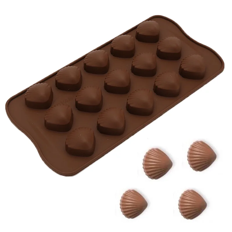 

15-link Shell Chocolate Silicone Mold Jelly Small Pudding Ice Cake Decoration Baking Mould