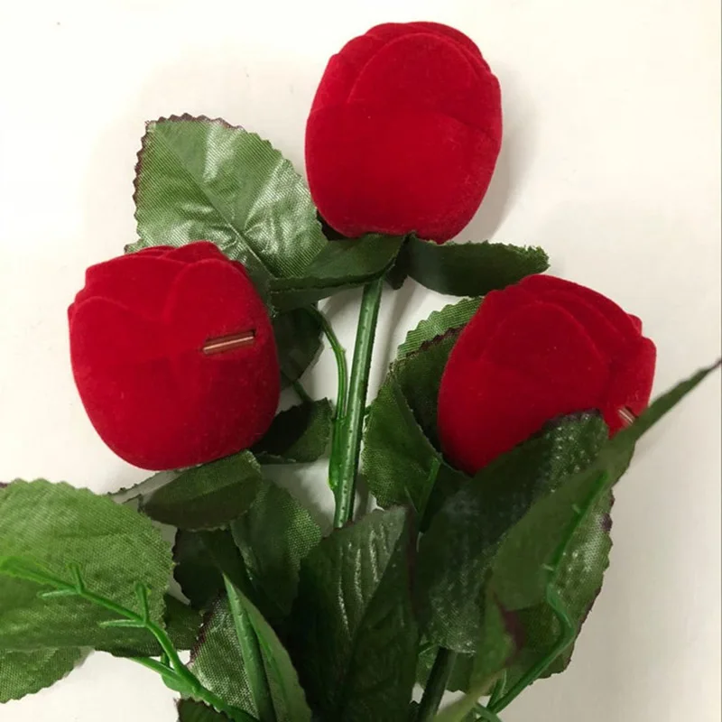 Красная роза, коробка для колец, бархатная коробка для ювелирных изделий, свадебная оригинальная подарочная коробка на День Валентина, обручальное украшение, упаковка-Органайзер