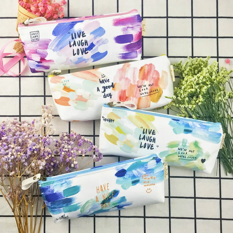 

Mirui Colorful Creative Brush Doodle Pencil Cases Kawaii Canvas School Supplies Stationery Pencil Bag Box for Girl Kalem Kutusu