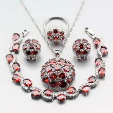 Чехол для телефона Мэнни хорошо выглядящий 4 шт. 925 пробы серебро мяч Красный Гранат Ювелирные наборы кольцо Размеры 6/7/8/9/10 браслет Длина 20 см W313