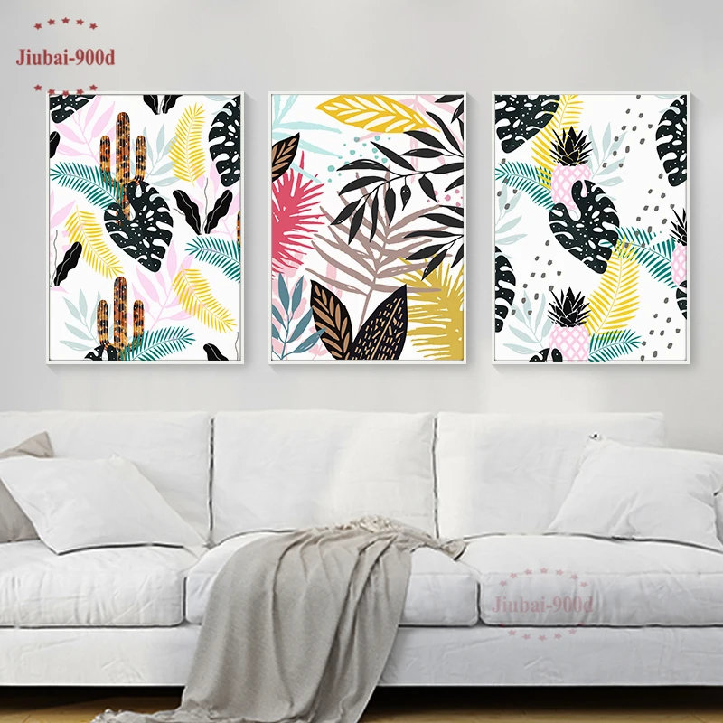 

Nordic Home Decoration Canvas Painting Wall Pictures For Living Room Posters And Prints Abstract Geometric Flower Wall Art SA104