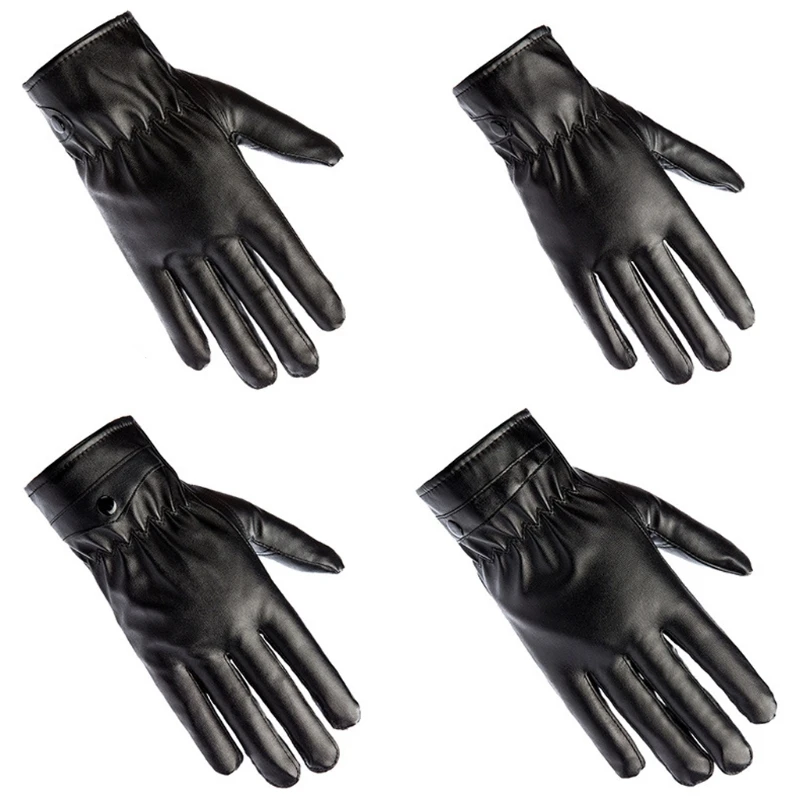 2018 Горячие мужские зимние теплые бархатные ветрозащитные перчатки из искусственной кожи с сенсорным экраном для мужчин A17_40