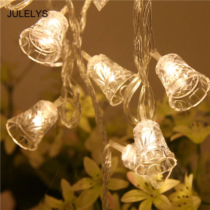 

JULELYS 5M 10M Decorative LED Lights Christmas Gerlyanda Bell String Lights Decoration For Holiday Birthday Festoon Garland