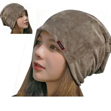 Повседневные зимние Бархатные Теплые облегающие хип-хоп шапки для женщин однотонная свободная Лыжная Шапочка бини шапка женская модная шапка для женщин