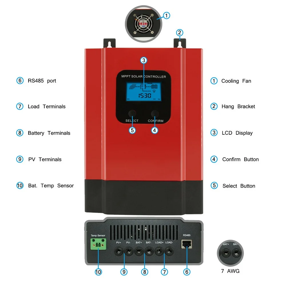 40A 60A ESmart3 MPPT Контроллер заряда 48 в 36 В 24 в 12 В автоматическая подсветка lcd Max 150VDC вход энергосберегающий RS485 порт