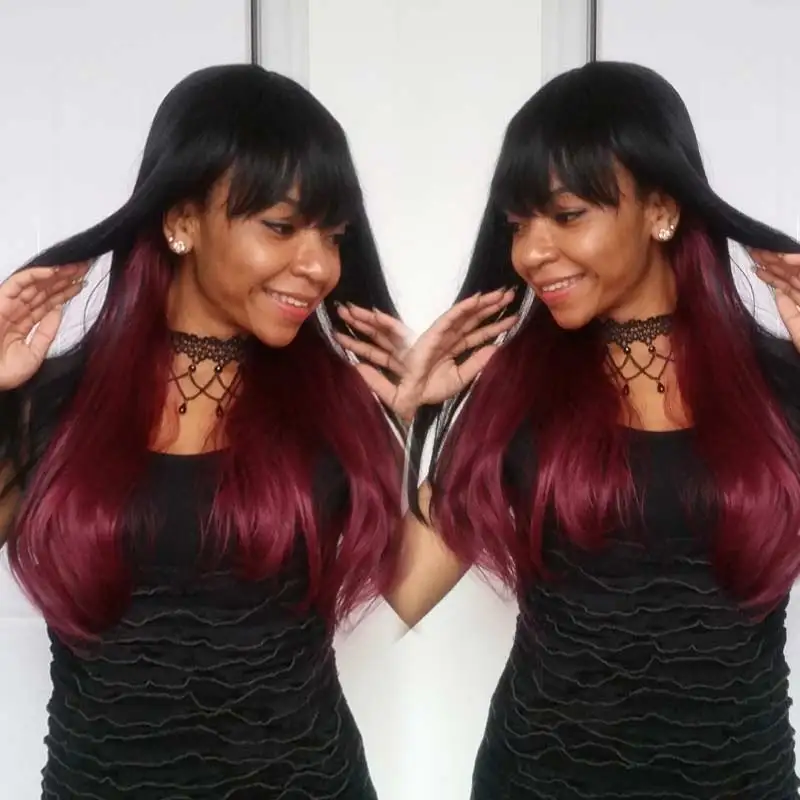 

Long Wavy Ombre Wig Black and Red Gradient Synthetic Wigs for Black Women High Quality Long Wavy Synthetic Wigs Heat Resistant