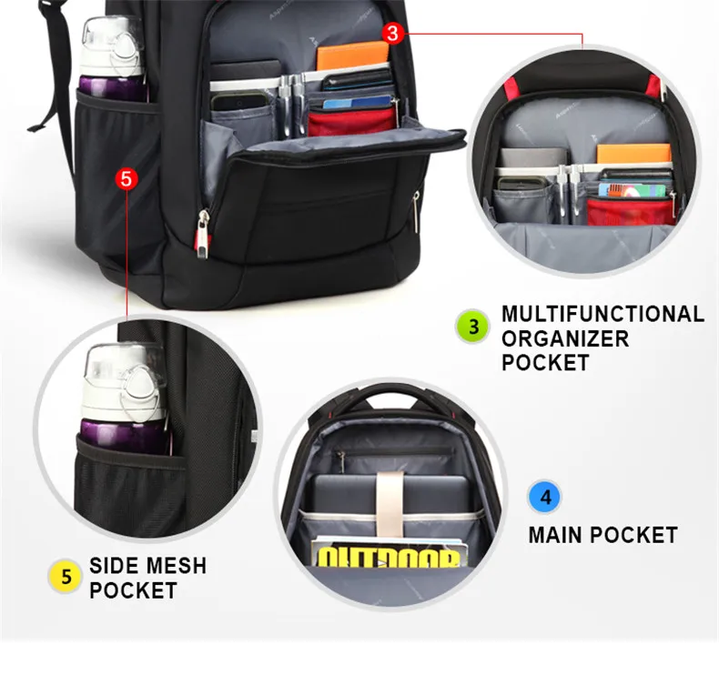 AspenSport мужские рюкзаки для ноутбуков, большие компьютерные сумки, подходят под 16 дюймов, для путешествий, для ноутбука, водонепроницаемые, для колледжа, школы, для мальчика, черные