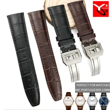20 мм 21 мм 22 мм итальянские часы из воловьей кожи игла для ремня с откидной пряжкой кожаный ремешок для часов подходит для часов серии IWC PORTUGIESER