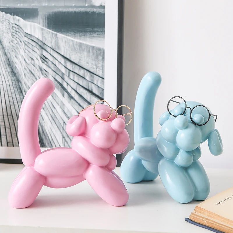 Goede 1 pcs Fashion Ballon Hond Keramische Hars Ambachten Sculptuur Creative Geschenken Moderne Eenvoudige Home Decoraties Standbeelden 3 Kleuren Ornament