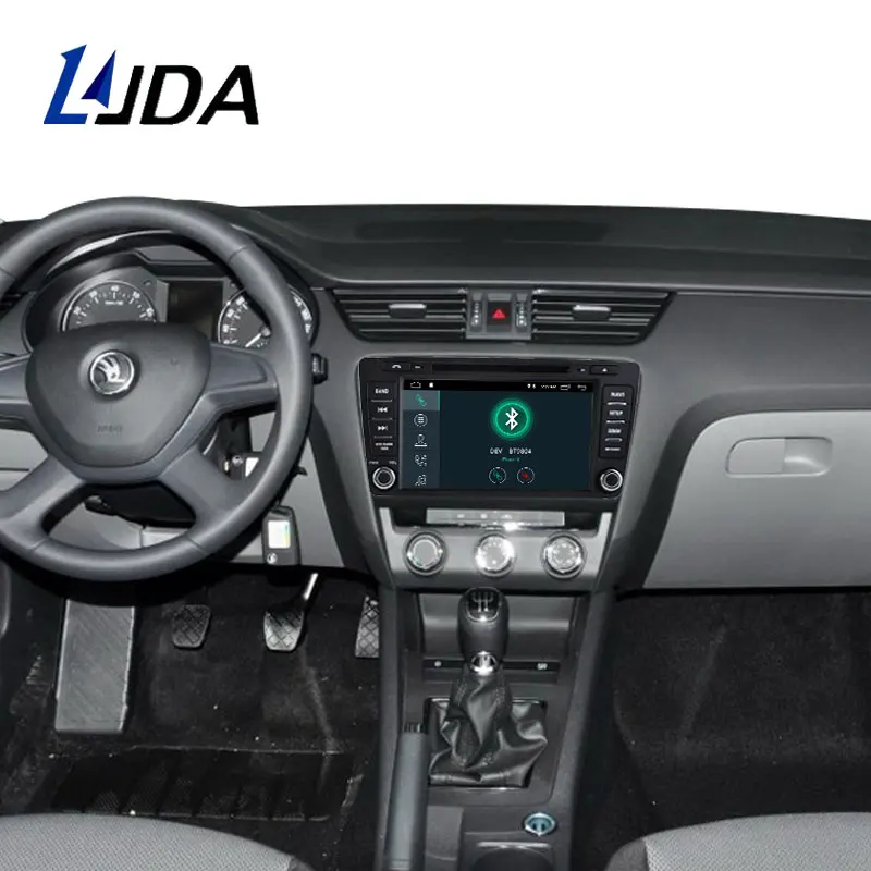 Excellent LJDA 8 Inch 2 DIN Anrdroid 9.1 Car DVD Player For SKODA Octavia 2009-2013 Bluetooth WIFI GPS Navigation Radio Multimedia 2G RAM 5