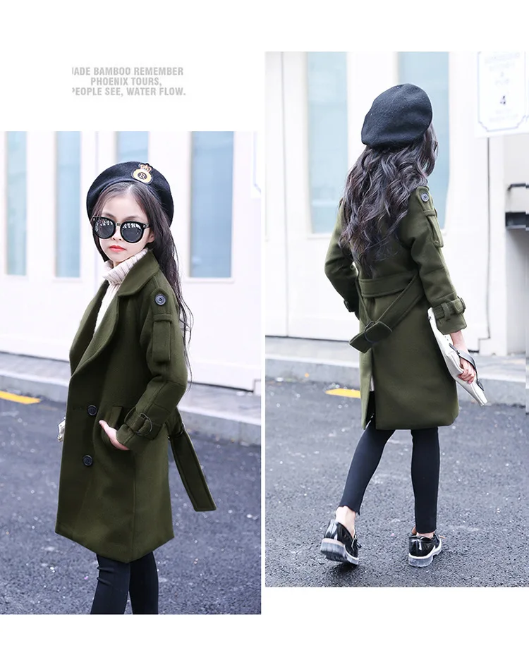 Baby Jackets Wool Coats Girls Children's Warm Winter overcoat fashion leisure long down Coats For Teenage 5-16Y kids clothing (8)