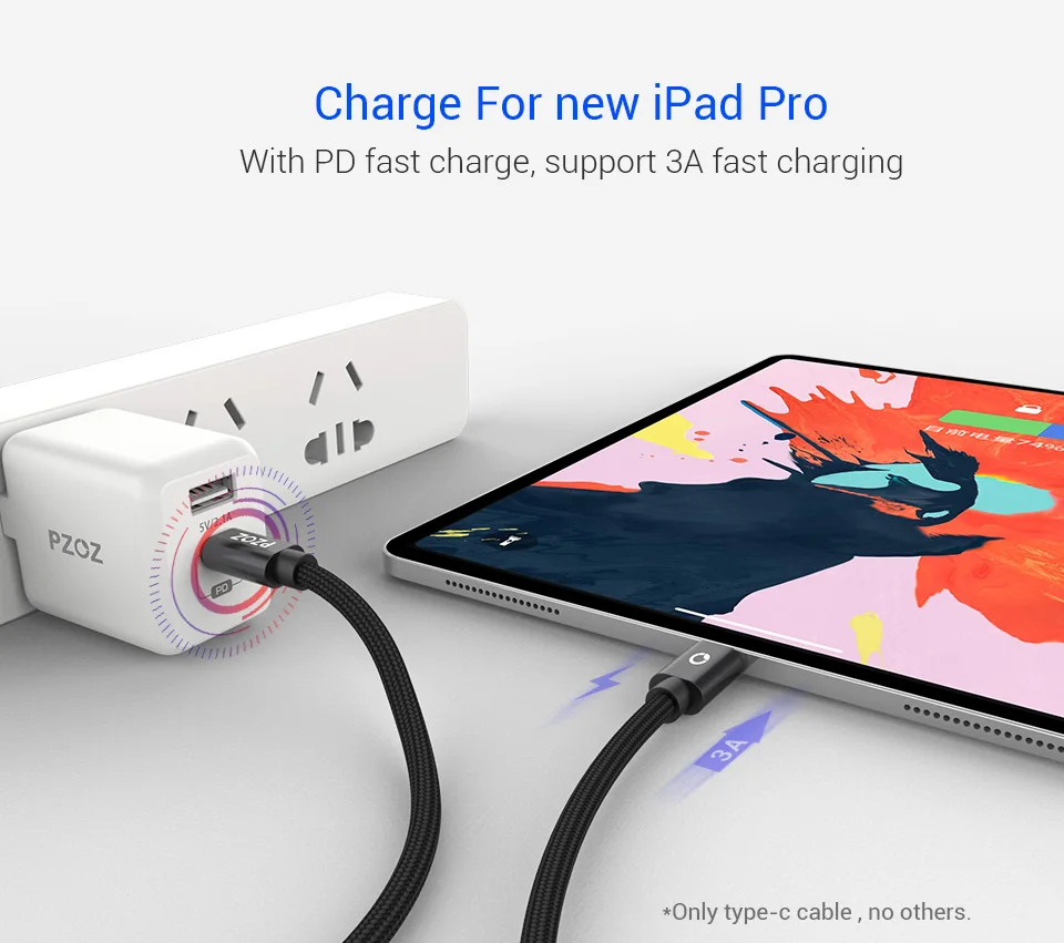 PZOZ usb c к usb-c кабель 3A PD Быстрая зарядка type c к type-c для ipad pro samsung S9 переключатель Macbook usbc зарядное устройство PD кабель