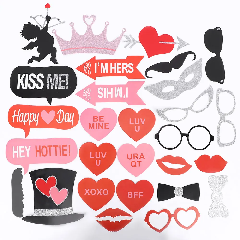 

27Pcs/set Card Paper Mask Photo Props Party Decoration Mustache Cat Glass Wedding Supplies Brithday Party Favors