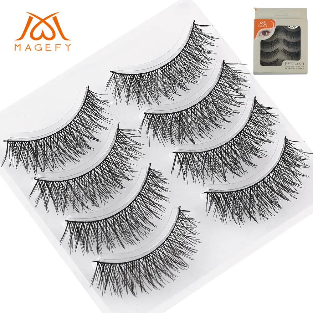 

MAGEFY 4 Pairs 100% Handmade Eyelashes Crisscross Makeup False Eyelashes Lashes Fake Eyelash Extension Lashes Wimpers