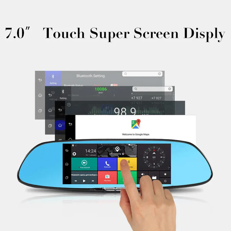 3g gps навигация автомобильный видеорегистратор " сенсорный экран Автомобильная камера зеркало заднего вида Android 5,0 Bluetooth Wifi 1080P видео рекордер видеорегистратор