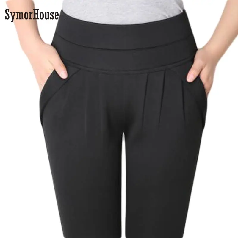 

2019 Women's Spring autumn Trouser Fashion Full Length Pocket Plus size 6XL Women Loose Elastic Casual Work Wear Harem Pants