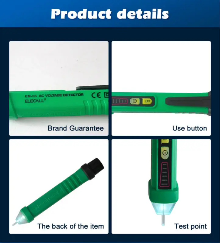 ELECALL многофункциональный детектор тестер acvolt сенсор Бесконтактный индукционный Электрический ручка светодиодный дисплей 12-1000 в