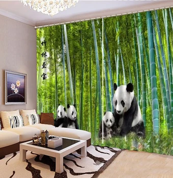 

3d Curtain In the Green Forest Pandas Playing 3d Animal Curtains Decorative Interiors Beautiful Shaded Practical Curtains