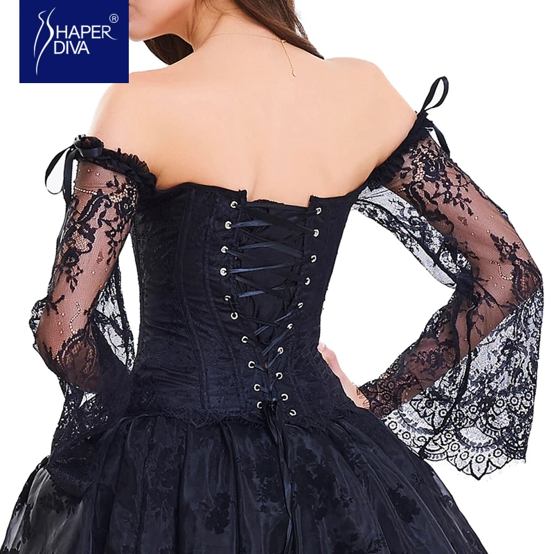 Shaper Diva стимпанк корсет платье Готический Sexy Overbust Кружево Корсет Топ Для женщин