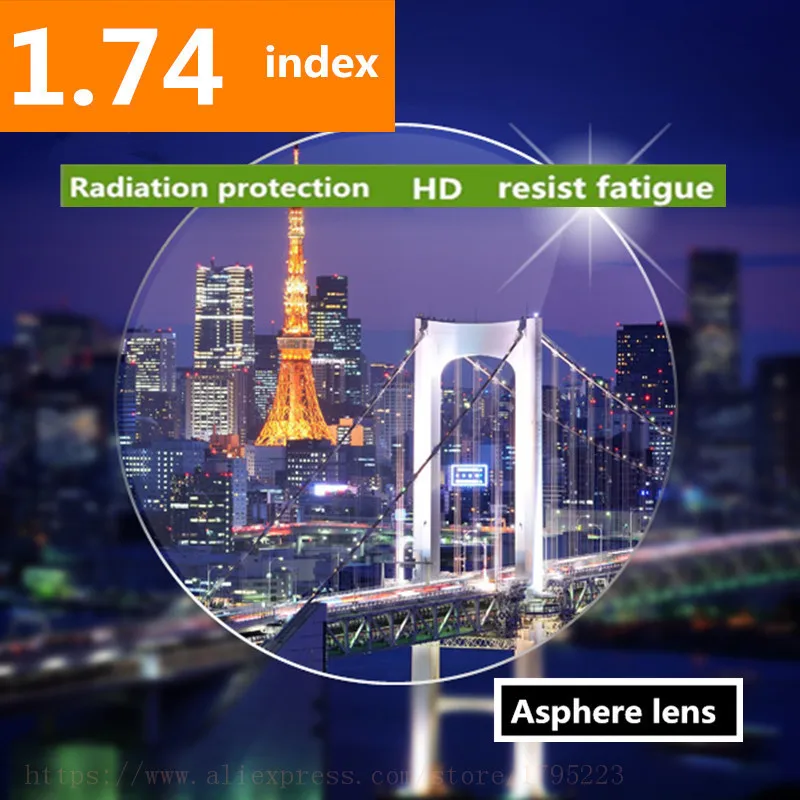 

1.74 Ultrathin Single Vision Prescription Eyeglasses Optical Lenses With Full UV Protection & Anti-Reflection Coating 2 pcs
