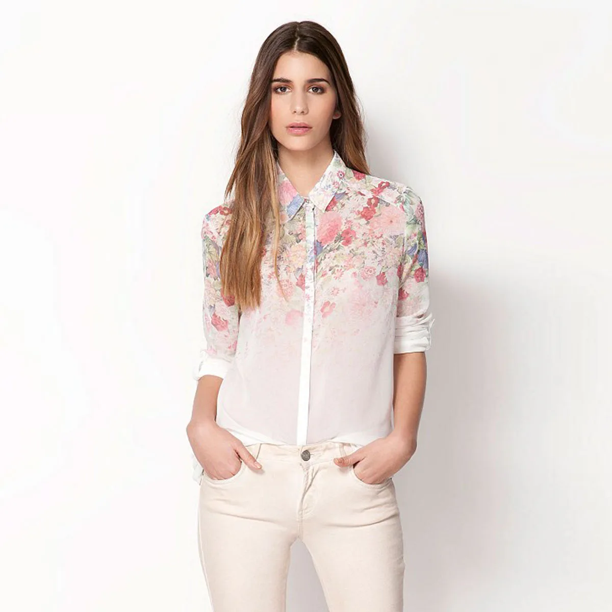 Купить Белую Рубашку С Цветным Принтом