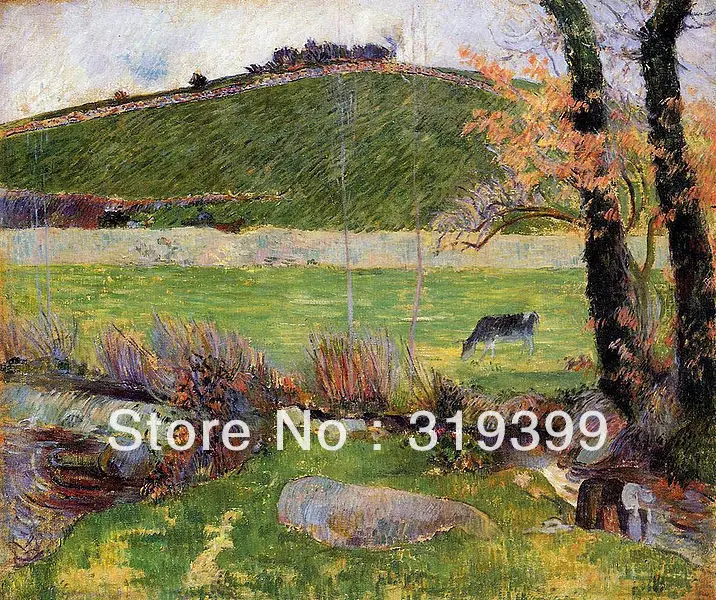 

100% handmade paul gauguin famous Oil Painting Reproduction on Linen canvas,A Meadow on the Banks of the Aven,free DHL Shipping