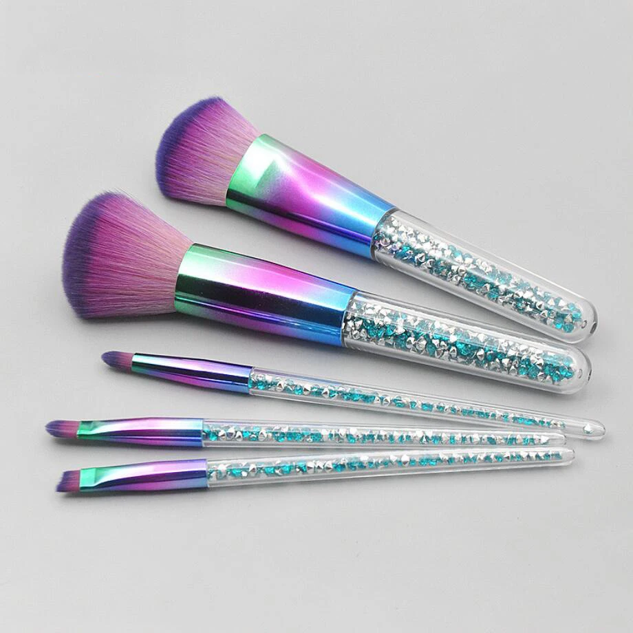 

Beauty Crystal Makeup Brush Set Diamond Handle with Rhinestones Eyeshadow Blending Glitter Brushes Powder Eyebrow Makeup Tools