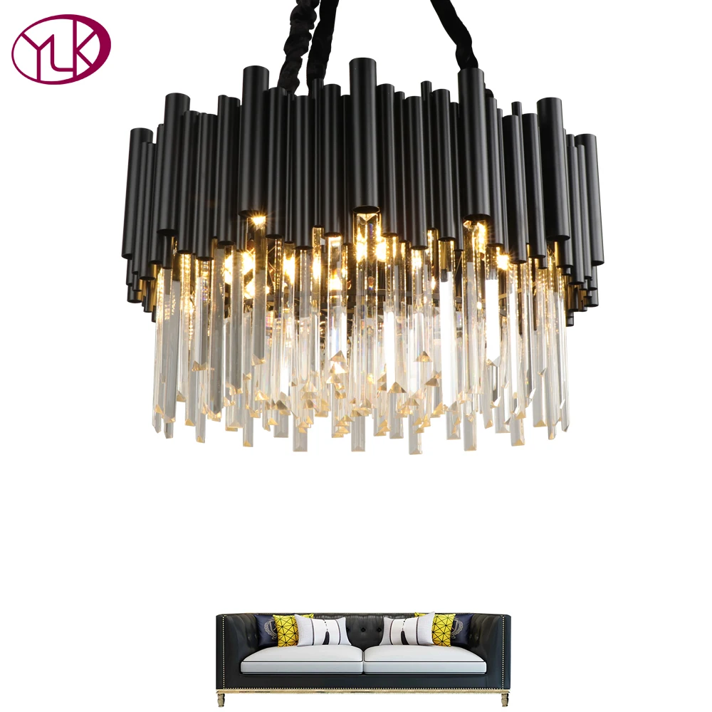 

Youlaike New Modern Chandelier Lighting Round Black Crystal Light For Living Room Luxury Home Decoration LED Cristal Lustres